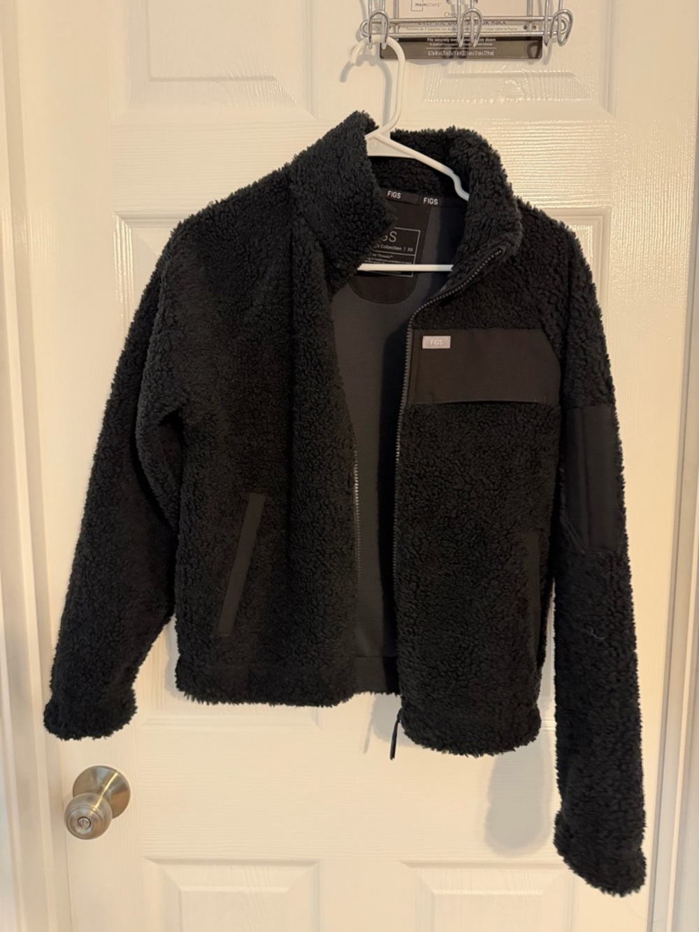Figs Women's Black Sherpa Bomber Jacket